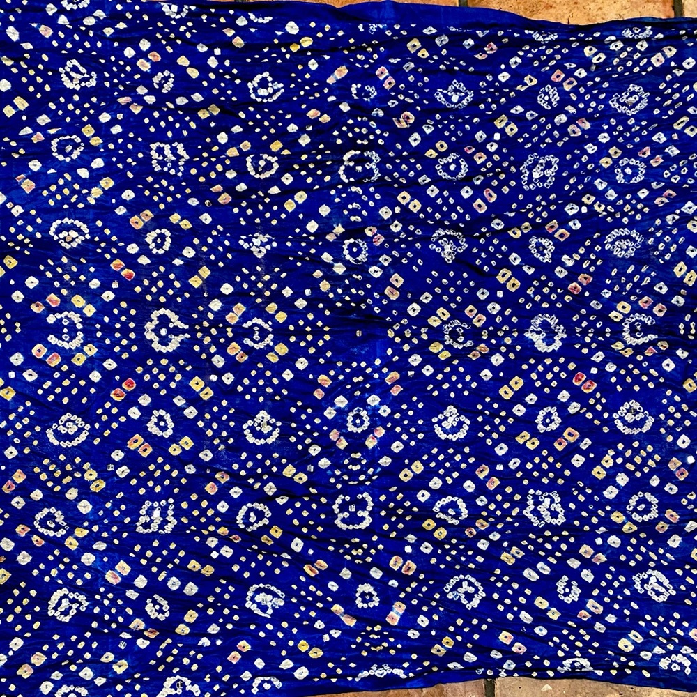 Silk Hand Dyed Wrap Bandhani Saree Scarf Wrap Gaji EXTRA LONG Vibrant Color 104'